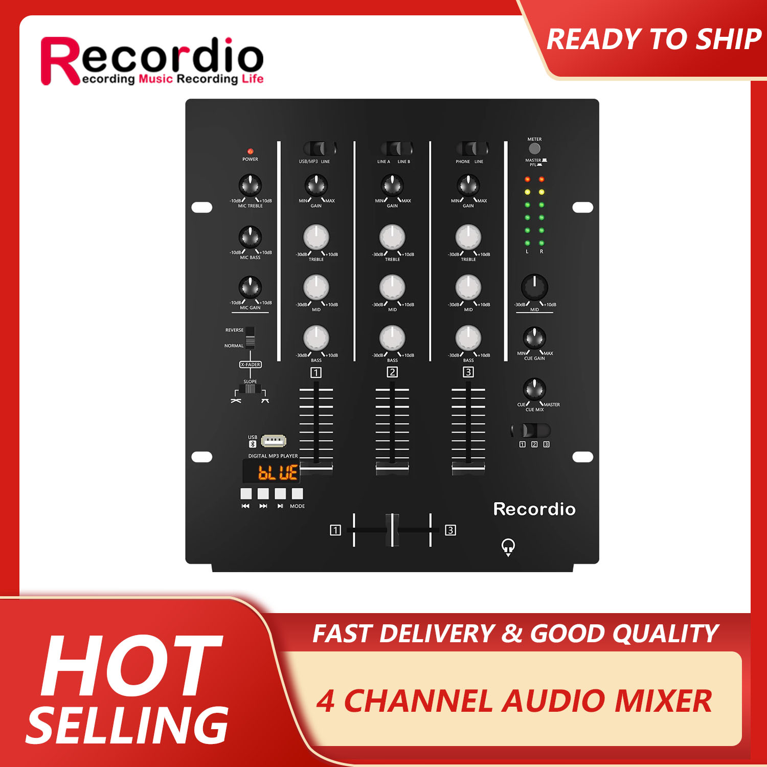 Audio Mixer 4 Channel - GAX-DM4 OEM Профессиональный 4-канальный аудиостереомикшер со