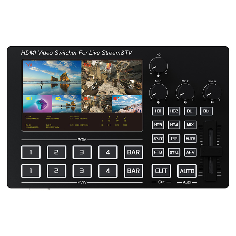 Audio Mixer 4 Channel - 4-канальный HDMI видеомикшер 1080P для прямых