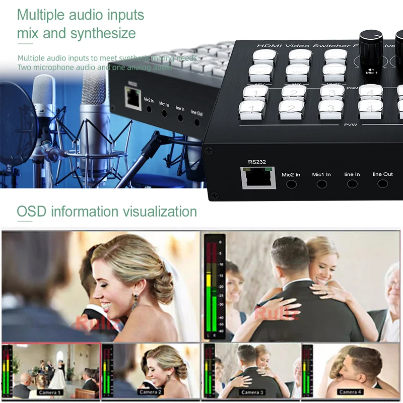 Видеомикшер-коммутатор HDMI 10 – обзор и цена Audio Mixer 4 Channel