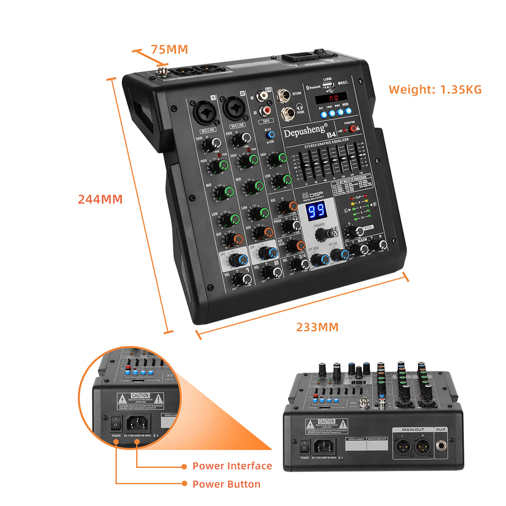 4-канальный аудиомикшер, аудио – обзор и цена Audio Mixer 4 Channel