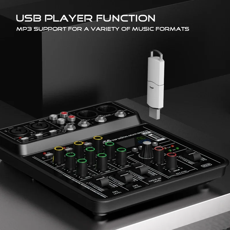 Аудиомикшер с Bluetooth, USB-з – обзор и цена Audio Mixer 4 Channel