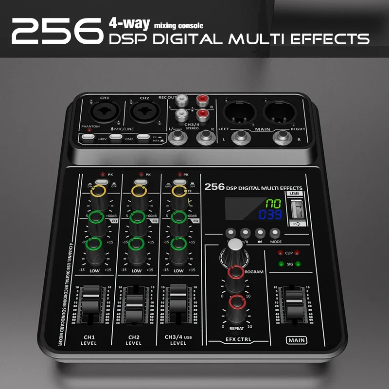 Аудиомикшер с Bluetooth, USB-з – обзор и цена Audio Mixer 4 Channel