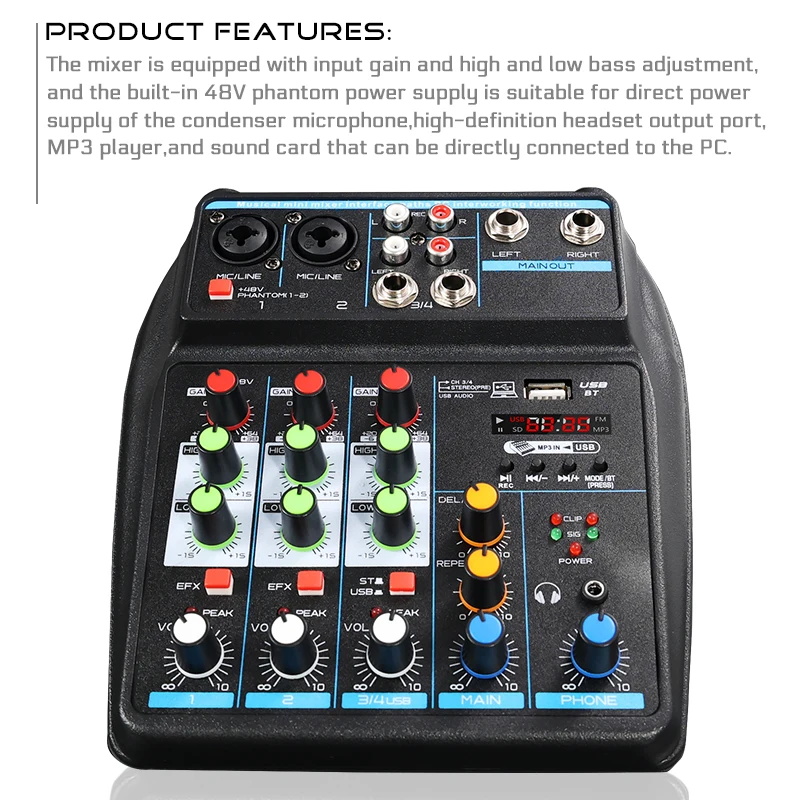4-канальный мини-аудиомикшер U – обзор и цена Audio Mixer 4 Channel